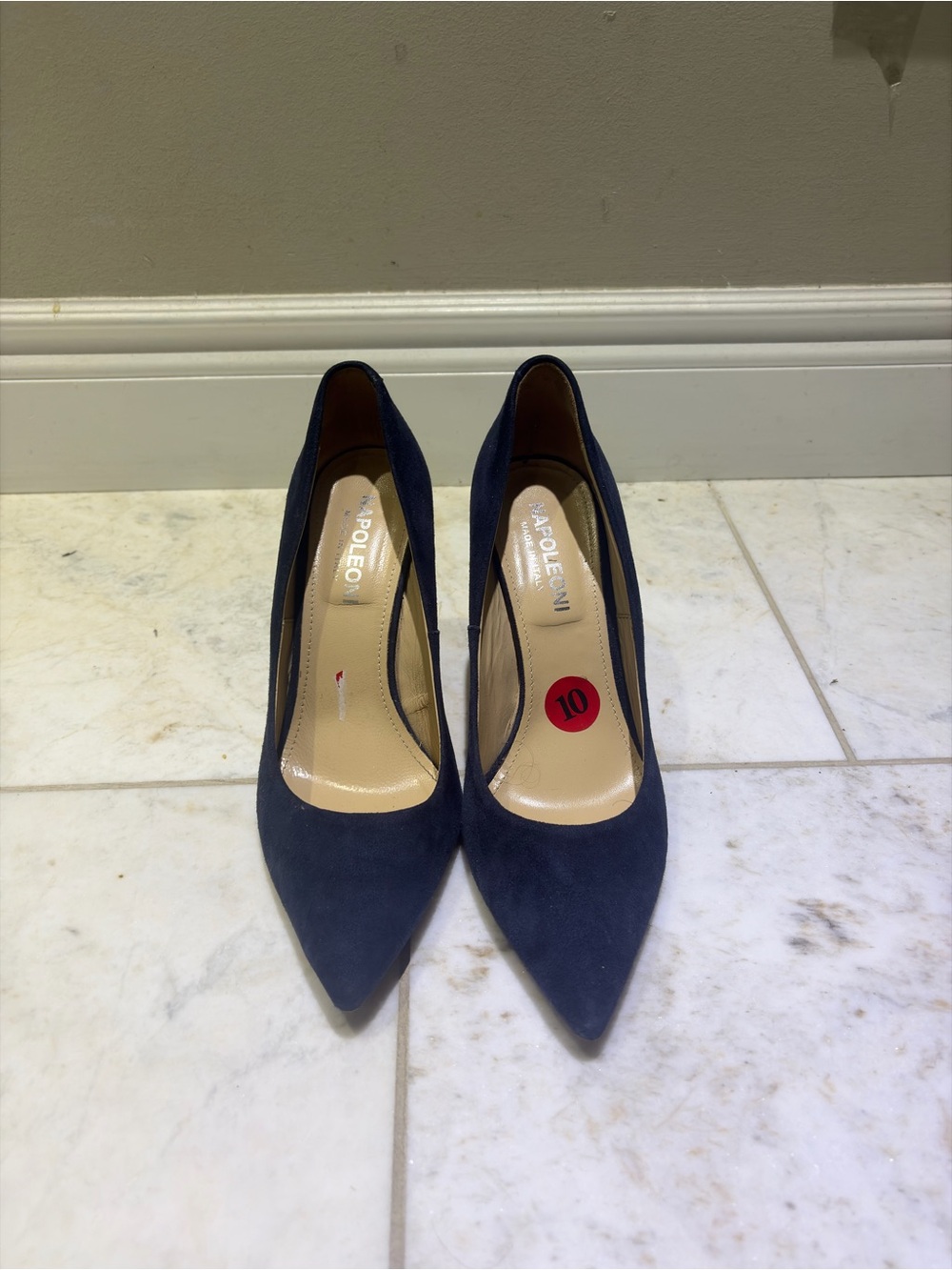 Napoleon Navy Suede Pointed-Toe Pumps